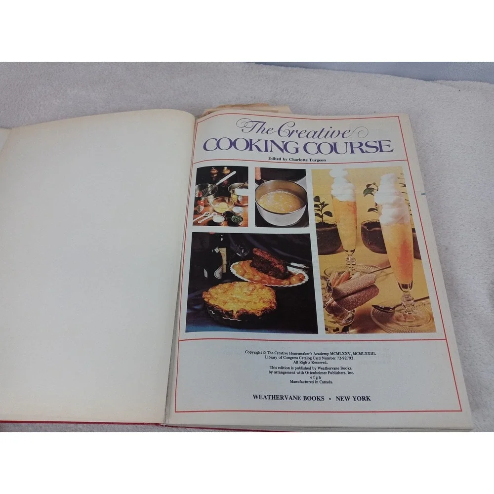 Vintage Creative Cooking Course Charlotte Turgeon Larousse‎ Gastronomique HC DJ